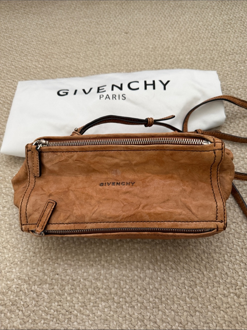 Givenchy Brown Leather Pandora Mini Crossbody Bag